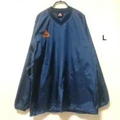 ルコックスポルティフ ナイロンプルオーバー ネイビー ビッグロゴ US古着 Ｌ
