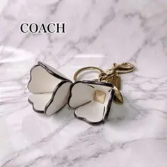 COACH Leather Flower Bag Charm Keyring