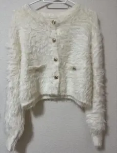 薄手シャギーニットカーディガン＋プリーツスカートset