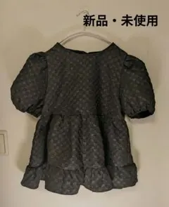 半袖ハプスリーブペプラムブラウス ブラック Lサイズ SHIEN 新品・未使用のサムネイル