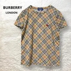 バーバリーブルーレーベル ロゴ刺繍 ノバチェック Tシャツ カットソー ベージュ