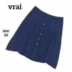 vrai ひざ丈スカート フレア ドット柄 アセテート 綺麗め 日本製 春夏 M