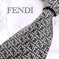 ✨極美品✨キレイ✨フェンディ　インパクトある全面ズッカ柄　シルバー　ネクタイ