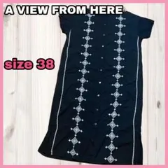 アビューフロムヒア インド綿 半袖 ロング丈 シャツワンピース 刺繍 サイズ38