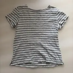 ユニクロ　グレー　ホワイト　ストライプ　半袖Tシャツ