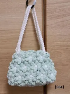 064 ハンドメイド お花モチーフ ミニミニバッグ グリーンのサムネイル