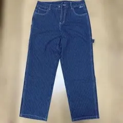 ストライプ ワイドパンツ 複数ポケット