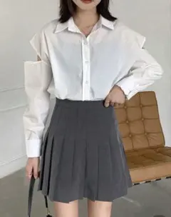 グレー プリーツスカート SHEIN