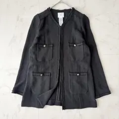 美品✨《Sov.》オリジナルリネンジャケット ノーカラー 金ボタン 黒 38