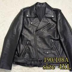 【美品✨4XL】ダブル ライダース ジャケット シボ レザー ブラック
