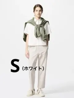 コットンリラックスアンクルパンツ ユニクロ S ホワイト
