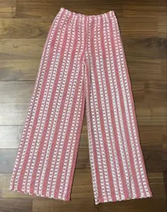 DIVIDED 赤白ストライプ ガウチョパンツ S