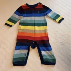 baby GAP ストライプロンパース 6-12ヶ月 レインボー ニット