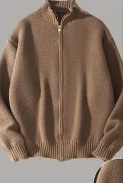 ✳️専用✳️メンズ　ブラウン ジップアップ ハイネック ニット