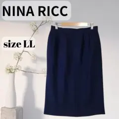 ①美品☆ NINA RICC ひざ丈 スカート 毛100％ LLサイズ　b576のサムネイル