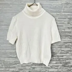 エイチアンドエム 半袖タートルネックニット XS ホワイト　白　ミニ丈