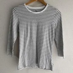 MUJI 無印良品 トップス カットソー Tシャツ 7分袖 ストライプ M
