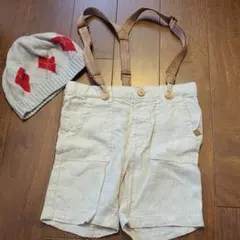 新品未使用　ZARAbaby　サスペンダー、ニット帽つき