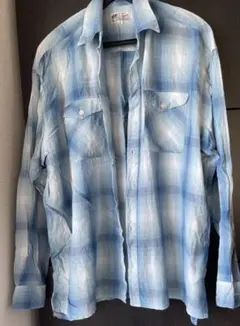 青系チェック柄 長袖シャツ