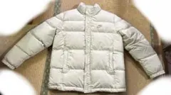 NIKE ダウンジャケット ヌプシ型 肉厚 刺繍ロゴ ベージュ　L XL