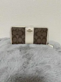 【中古】コーチ 長財布 ラウンドファスナージップ ジッピーシグネチャーレザー革