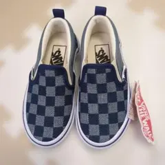 VANS スリッポン ネイビー/チェック　15cm