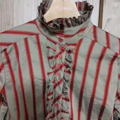 ZARA　ストライプ柄 フリルブラウス 長袖