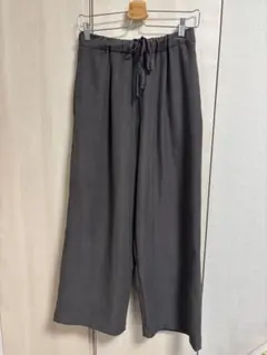 ワイドパンツ ゴム・紐付き　チャコールグレー　ロペピクニック　サイズL