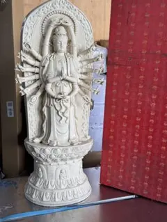 千手観音菩薩 仏像 何朝宗製 白磁徳化窯 特大千手観音像 高70cm 仏像 