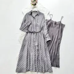 MORABITO*モラビト　近年モデル　ベルテッドロングワンピース　襟　40のサムネイル
