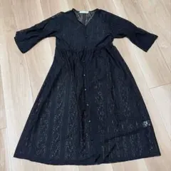 レースカーディガン　ロング丈　ブラック　AS KNOW AS plusのサムネイル