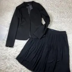 セットアップ　ノーカラージャケット　黒　フォーマル セレモニープリーツスカート