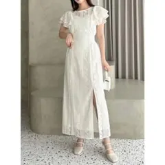 ストライプレースIラインワンピース　タグ付き