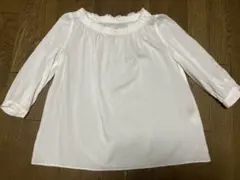 ☆グリーンレーベルリラクシング☆チュニック　白　七分袖　美品のサムネイル