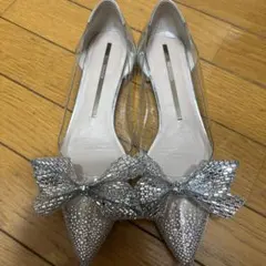 極美品　STACCATO スタッカート　フラットシューズ　リボン　金具　バレエ バトンリボンバレエシューズ（350IA112－2060