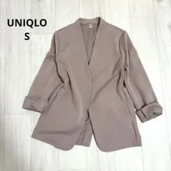 ユニクロUNIQLO ストレッチダブルフェイスジャケットS ノーカラー