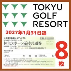 東急不動産 株主スポーツ優待共通券 ゴルフ場 スキー場 8枚2027年1月31日