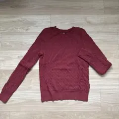 【UNIQLO】バーガンディ ケーブルニット セーター 長袖