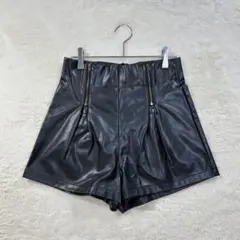 シーイン/S/黒/ショートパンツ/レザー調/フロントジップ/春夏秋冬/パンツ