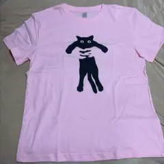 Tシャツ 黒猫 ピンク Mサイズ 猫Tシャツ