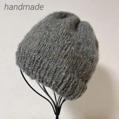 ニット帽 ビーニー (ネップ入りグレー)