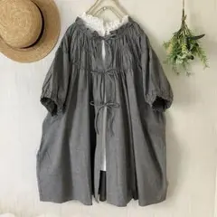 新品★サマンサモスモス★結びリボン＊チェック＊シャーリングギャザー＊チュニックのサムネイル