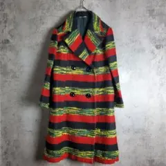【ヴィンテージ】古着 ロングコート ニット メキシカン ラスタカラー レトロ