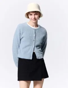 シャイニークルーネックカーディガン GU BLUE