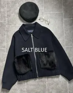 美品⭐︎SALT BLUE ソルトブルー　ラビットファーポケット　ウールブルゾン