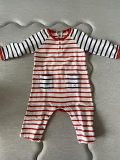PETIT BATEAU ストライプロンパース 74センチ