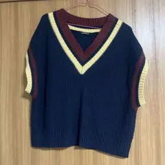 Lugnoncure ルノンキュール ニットベスト 紺 レディース