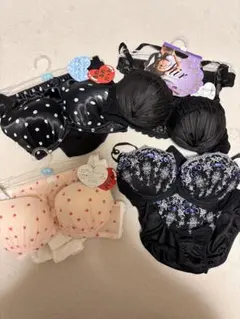 C70 水玉模様 ブラジャーショーツ4点セット