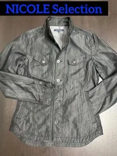 a1412️ニコルセレクション️46(M) カジュアルシャツ 紺 襟ワイヤー