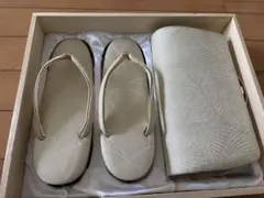 アイボリー葉模様厚底草履